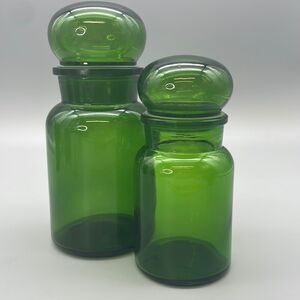 Vintage Apothecary Domed Lid Storage Jars Set of 2 Made in Belgium MCM